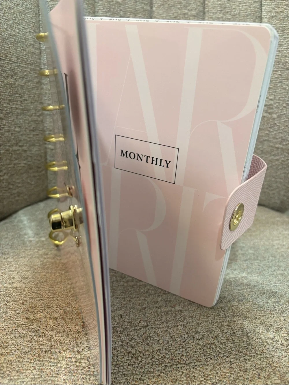Tahari Blush Pink Weekly Planner with Gold Discs - New